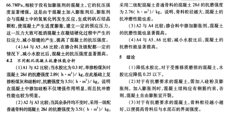 高強(qiáng)抗磨混凝土配制技術(shù)研究