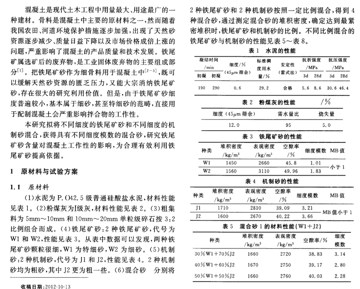 鐵尾礦砂對混凝土工作性的影響