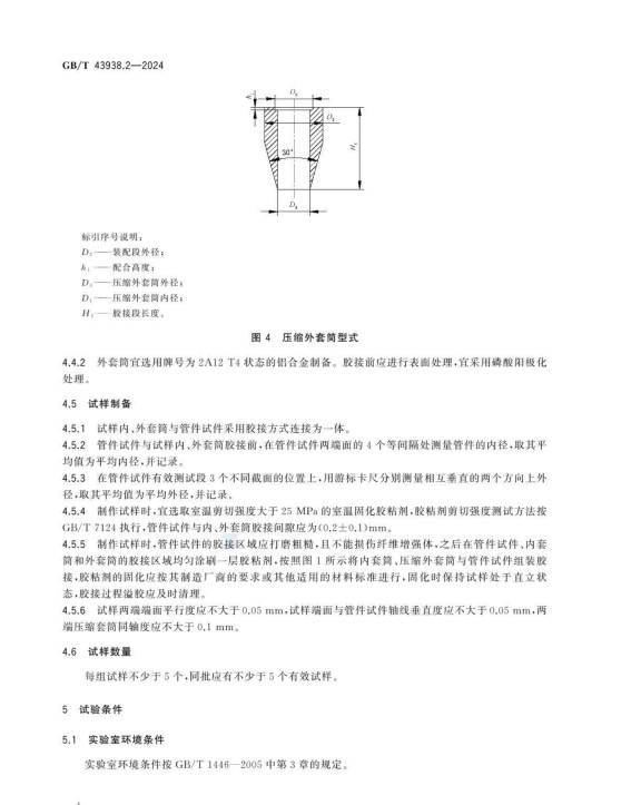 GB∕T 43938.2-2024 碳纤维增强复合材料薄壁管件力学性能试验方法 第2部分：压缩试验