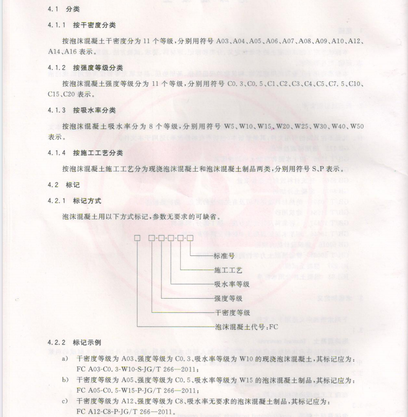 JGT266-2011泡沫混凝土标准规范