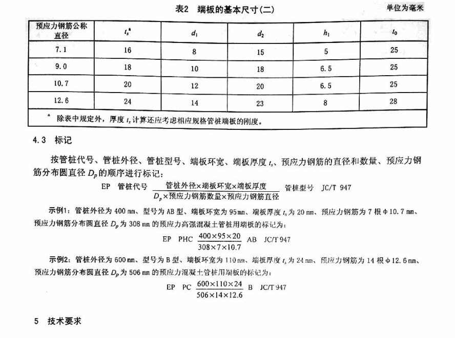 JCT 947-2014 先張法預(yù)應(yīng)力混凝土管樁用端板