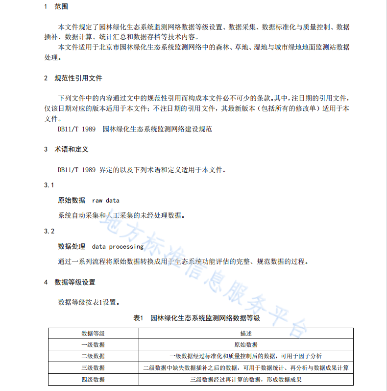 DB11 T 2289-2024 园林绿化生态系统监测网络数据处理技术规范