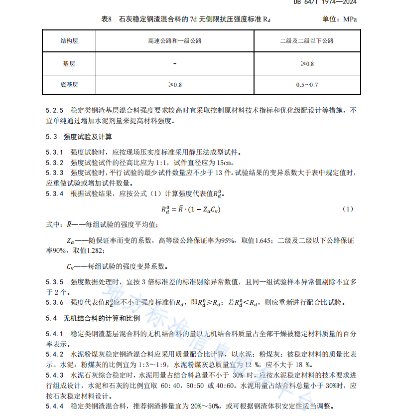 DB64 1974-2024 公路稳定类钢渣基层应用技术规范