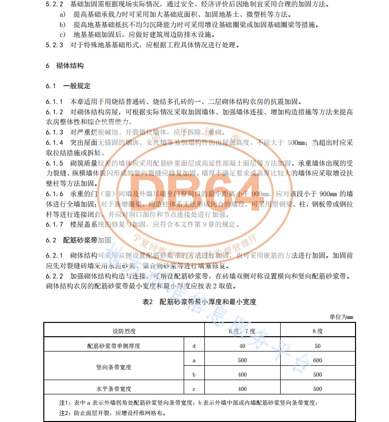 DB64 1875-2023 抗震宜居农房加固改造及新建技术规程