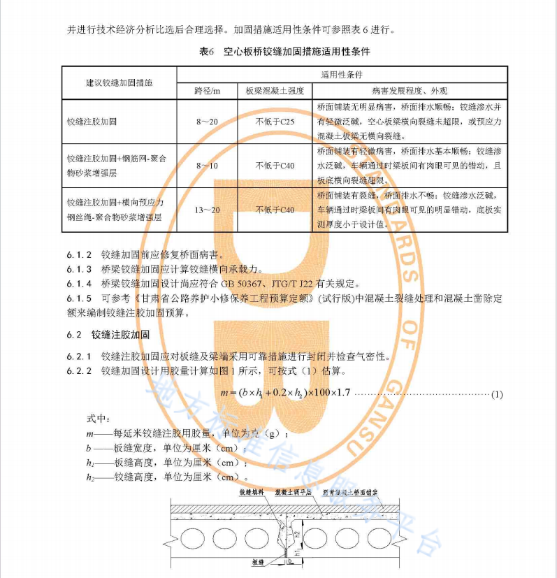 DB62T 4346-2021 公路空心板桥梁铰缝维修加固技术规程