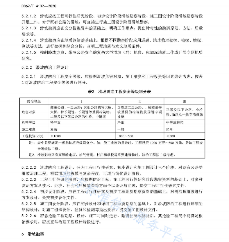 DB62T 4132-2020 公路滑坡勘察设计规范