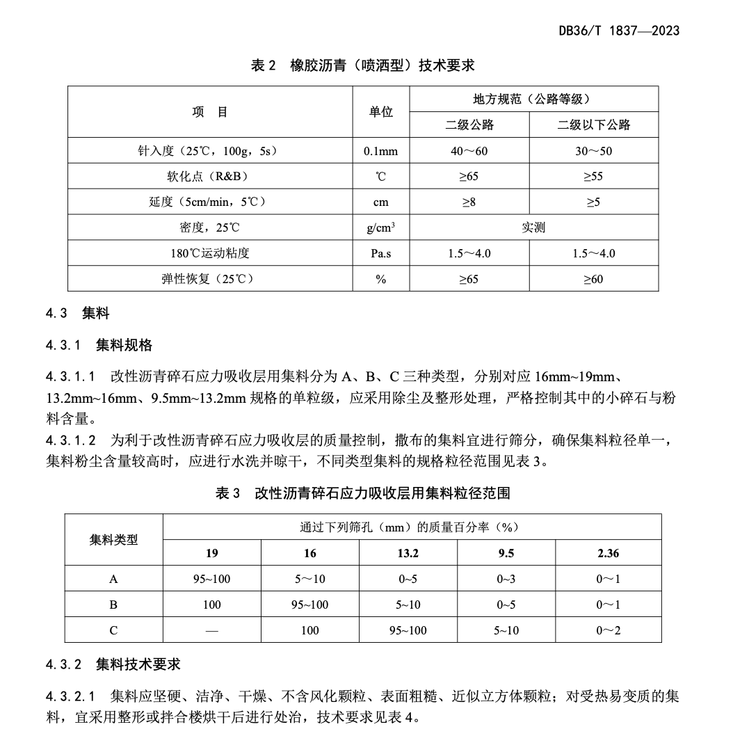 DB36T1837-2023普通公路改性沥青碎石应力吸收层施工技术规范