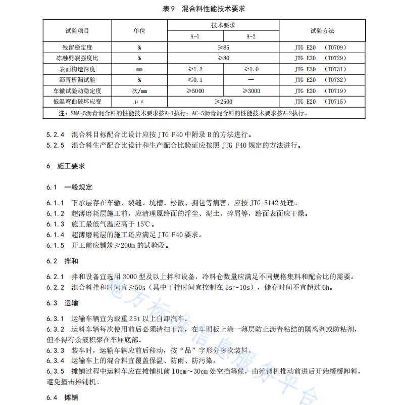 DB61T1285-2019沥青路面超薄磨耗层施工技术规范