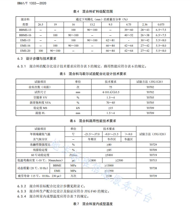 DB61T1332-2020天然沥青高模量混合料施工技术规范