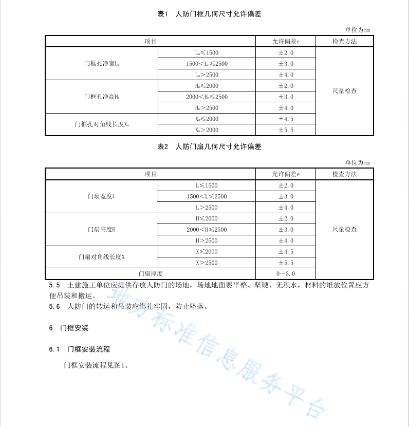 DB61T1230-2019 人民防空防护设备安装技术规程