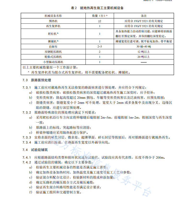 DB61T1335-2020公路瀝青路面就地?zé)嵩偕┕ぜ夹g(shù)規(guī)范