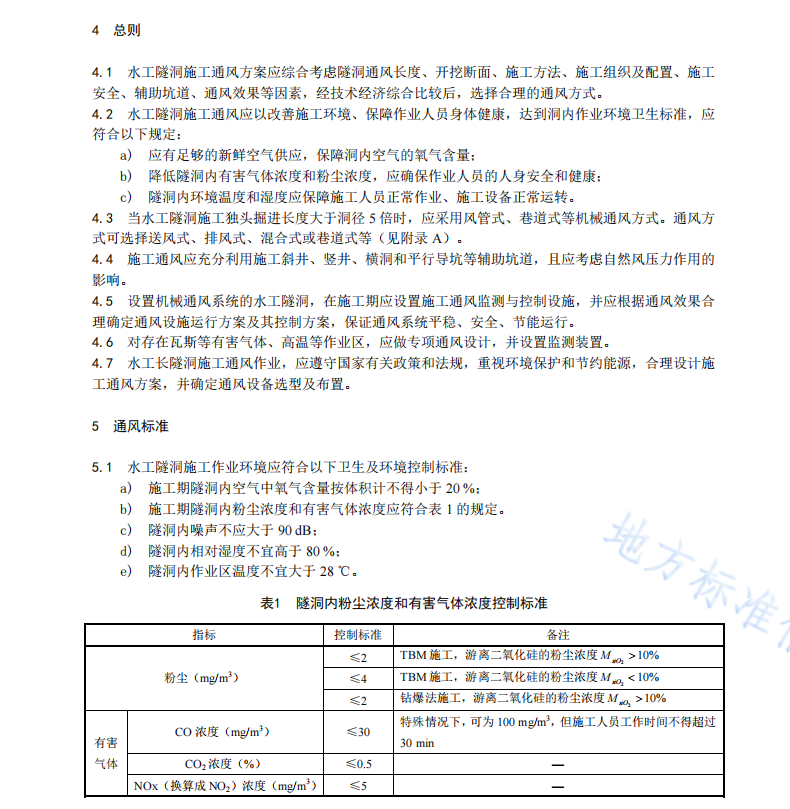 DB61T1417-2021水工隧洞施工通风技术规范