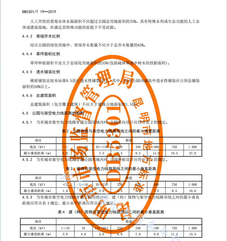 DB 5301T 19—2019公园绿地设计规范