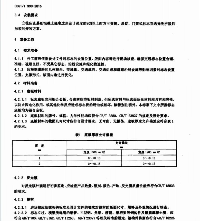 DB61T990-2015 高速公路交通标志制作安装技术规程