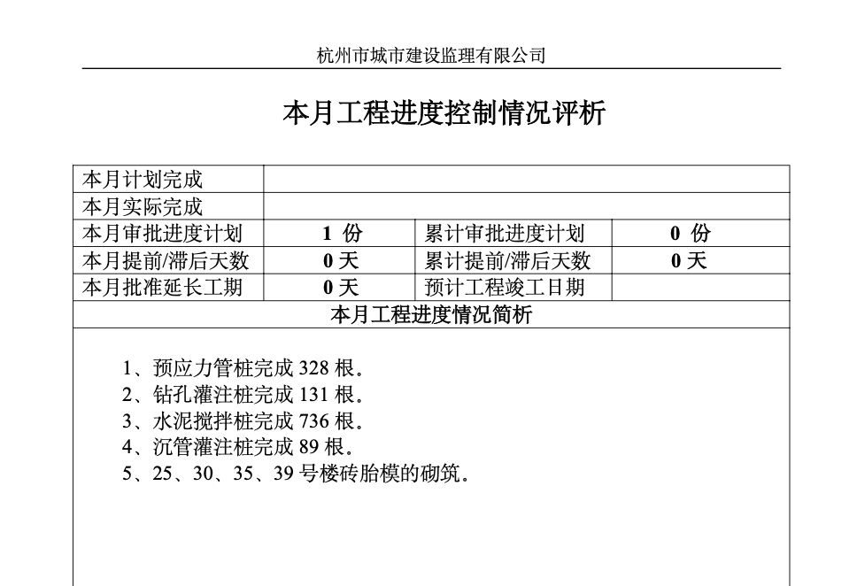 湖州地块安置用房地监理月报