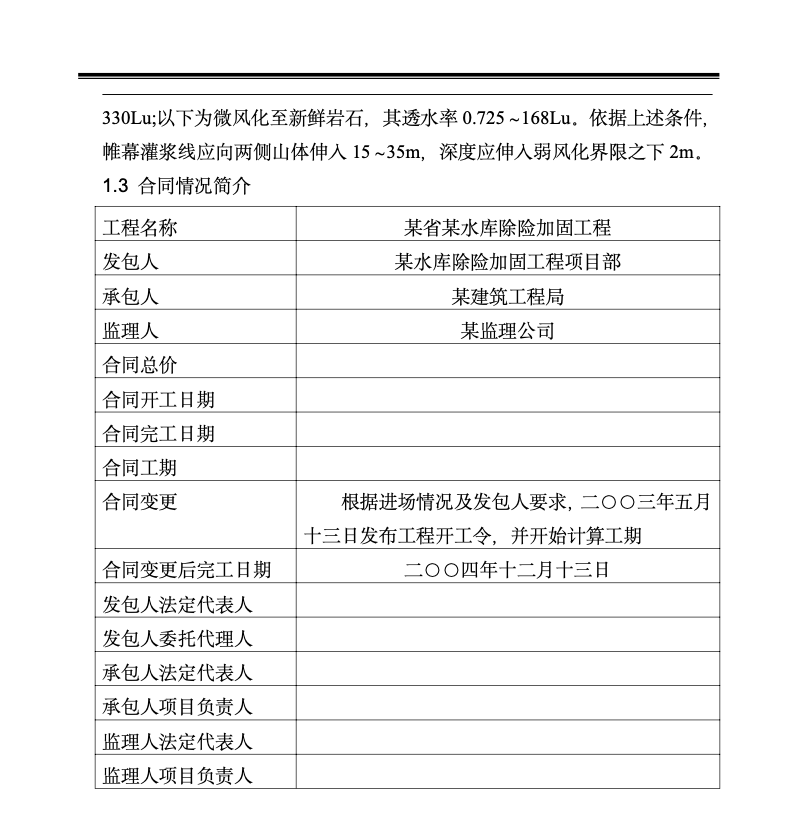 某水库工程监理月报