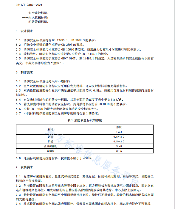 DB11T 2315-2024 消防安全标识及管理规范