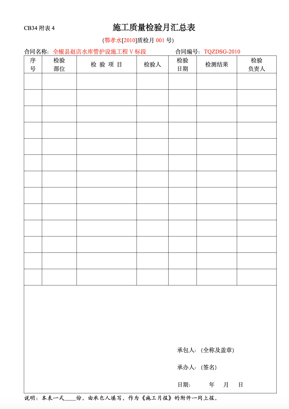 水库管护设施工程施工月报