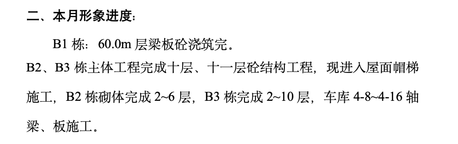 主体结构分项工程监理月报