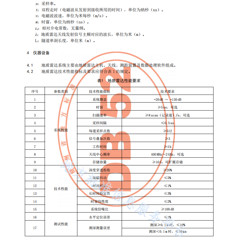 DB52T 1403-2019 公路隧道地质雷达检测技术规程