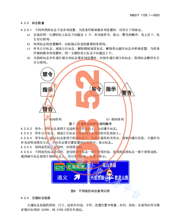 DB52T 1720.1-2023 城市道路交通管理设施设置规范 第1部分：道路交通标志标线