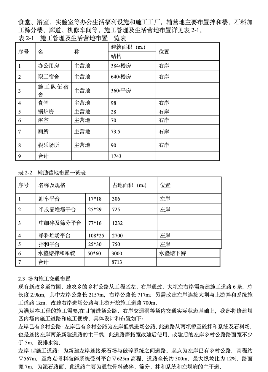 山西某渡口坝水电站大坝土建工程施工组织设计