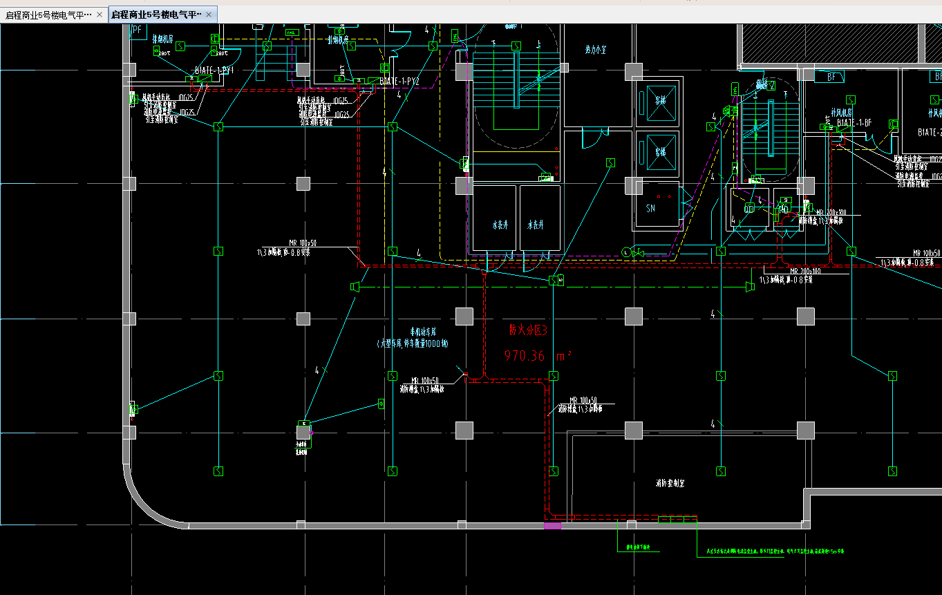 住宅消防工程5号楼电气火灾监控平面图，图纸不全