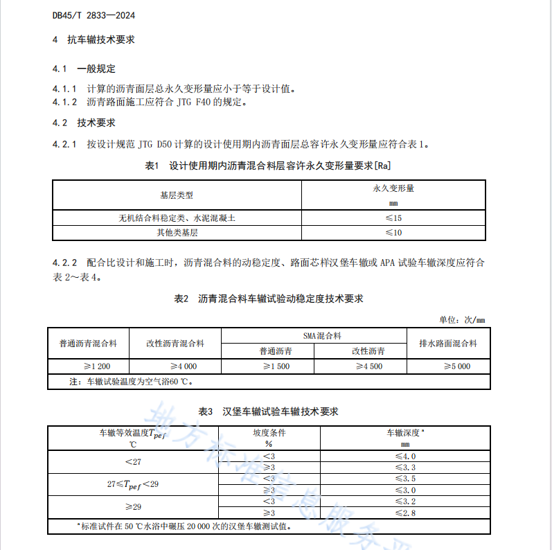 DB45T 2833-2024 高速公路沥青路面抗车辙性能评价技术规程