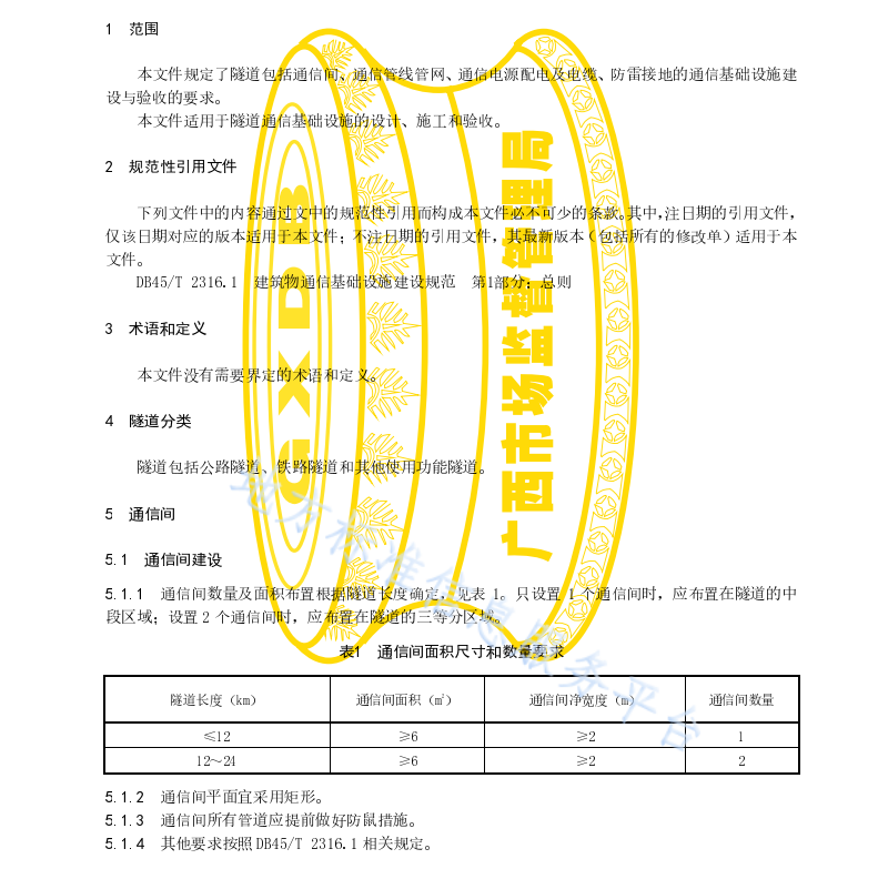 DB45 T 2316.7-2021 建筑物通信基础设施建设规范 第7部分：隧道