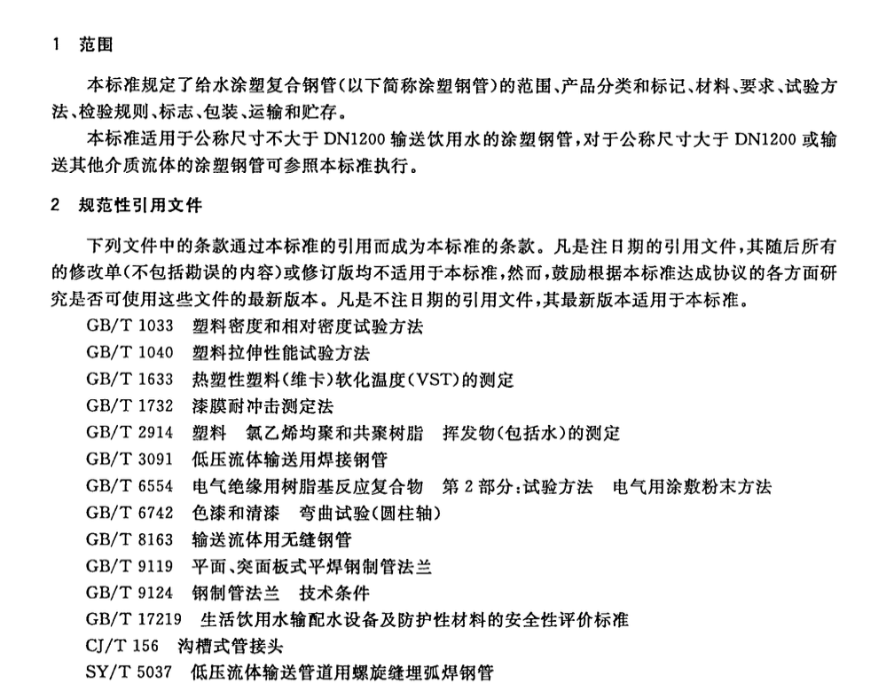 CJT120-2008给水涂塑复合钢管