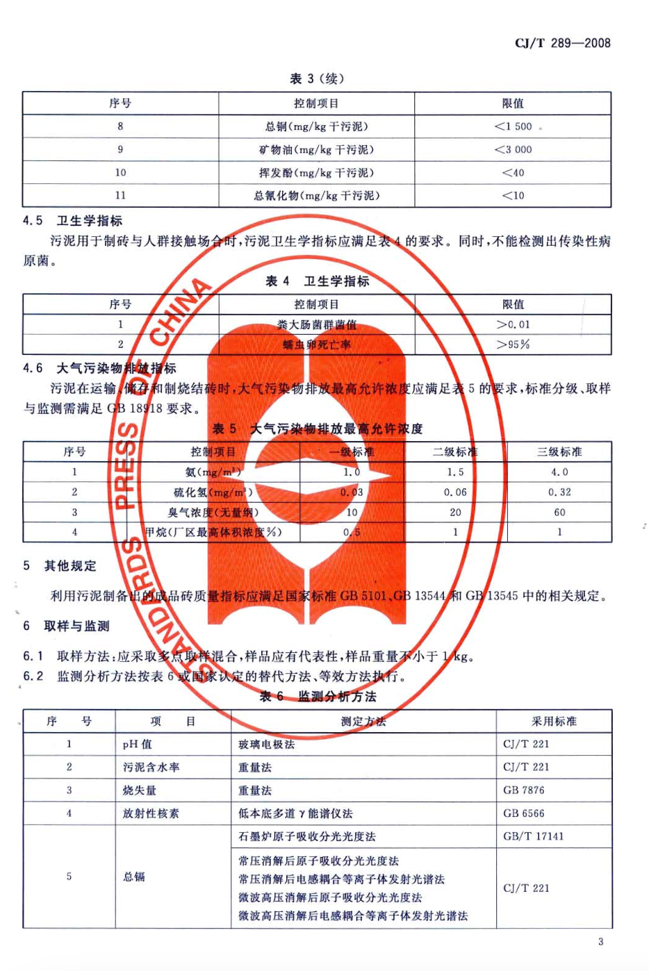 CJT289-2008城鎮(zhèn)污水處理廠污泥處置制磚用泥質(zhì)