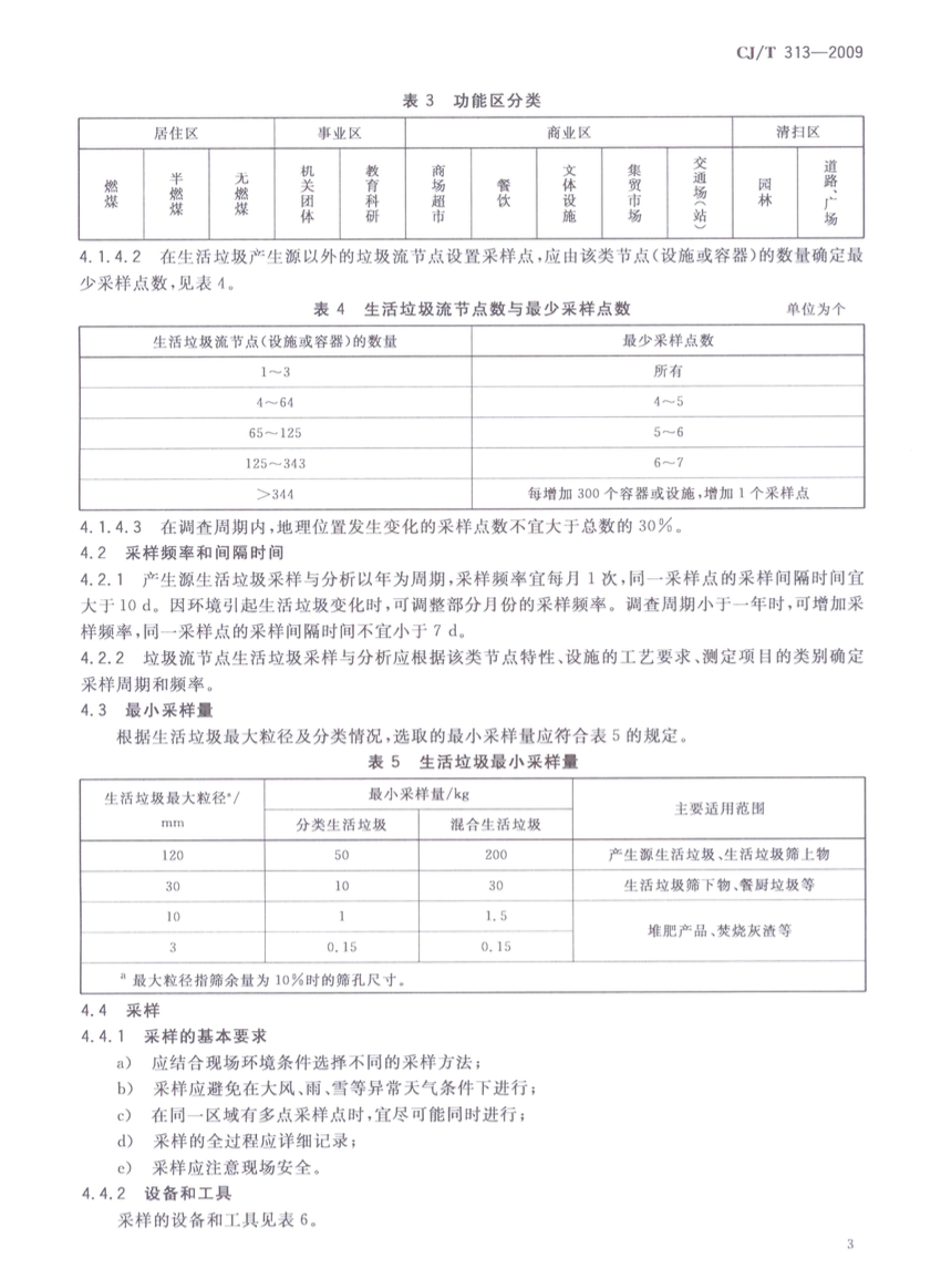 CJT313-2009生活垃圾采样和分析方法