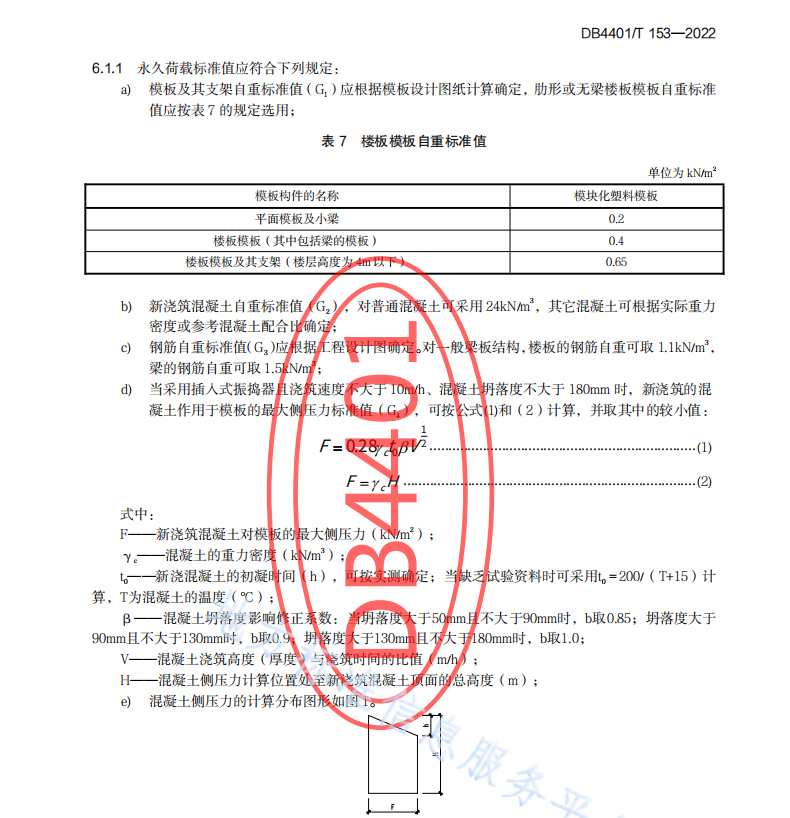 DB4401 T 153-2022 组合式带肋塑料模板应用技术规程