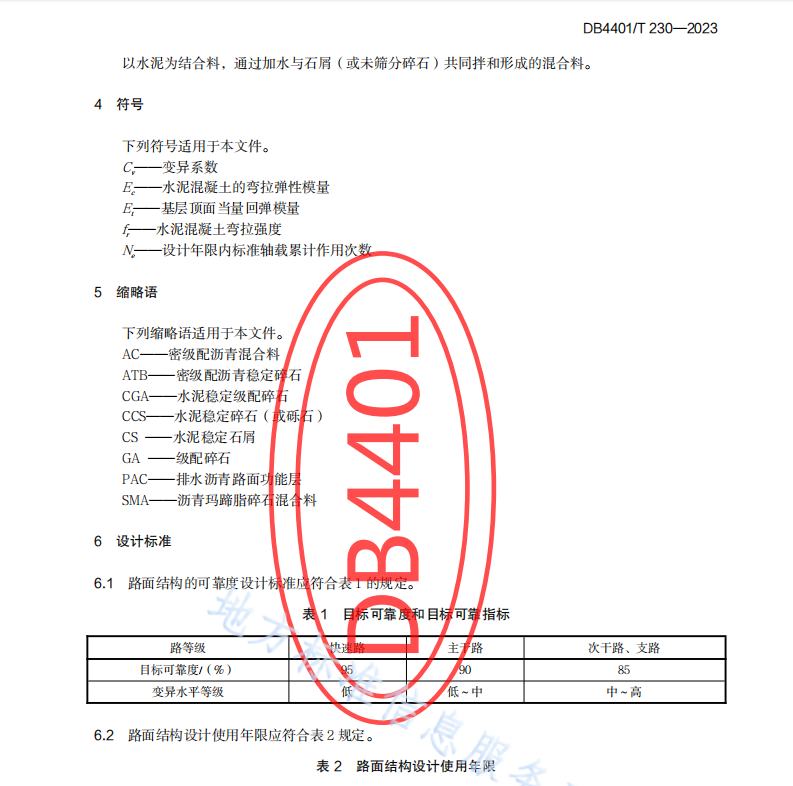 DB4401 T 230—2023 城市道路路面结构设计指南