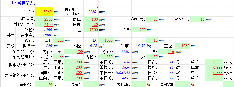 【主任直播】砼检查井自动计算表格