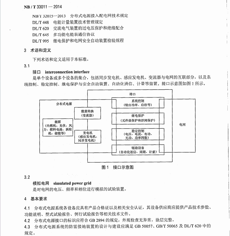 NB T 33011-2014 分布式電源接入電網(wǎng)測試技術(shù)規(guī)范