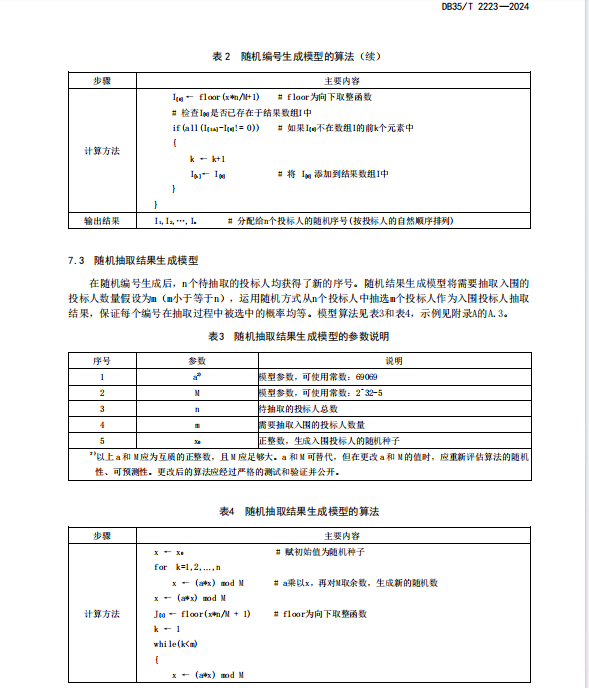 DB35 T 2223-2024 建設(shè)工程招投標(biāo)可驗證隨機抽取數(shù)學(xué)模型應(yīng)用要求