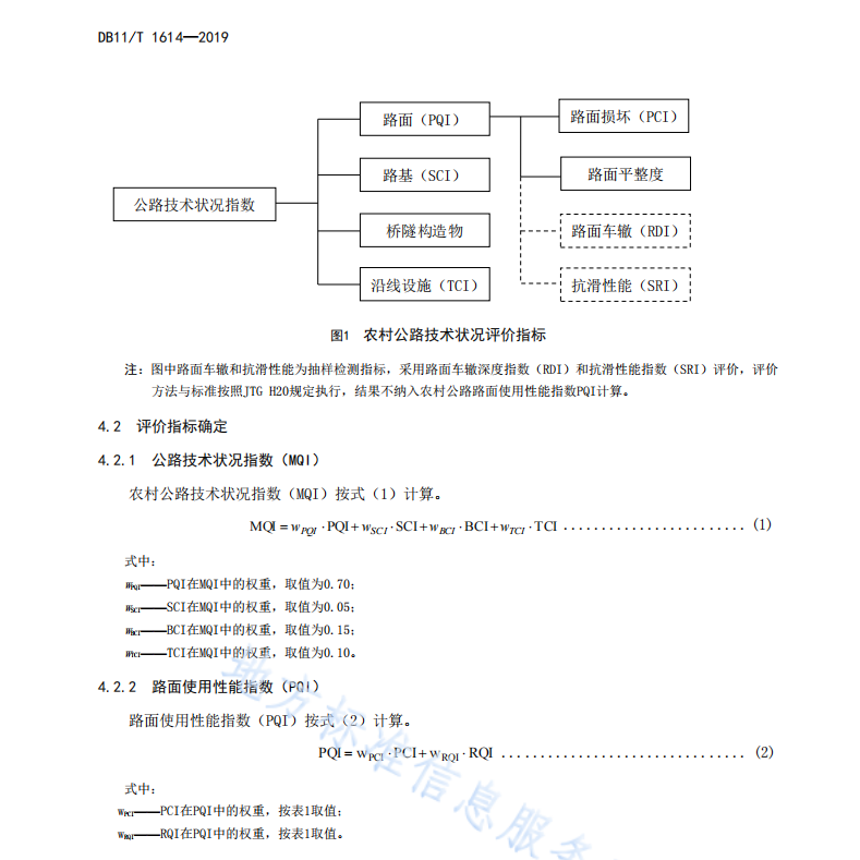 DB11 T 1614-2019 農(nóng)村公路技術(shù)狀況評(píng)定規(guī)范 