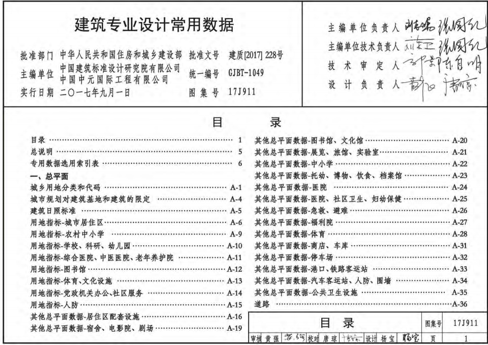 17J911 建筑專業(yè)設(shè)計(jì)常用數(shù)據(jù)