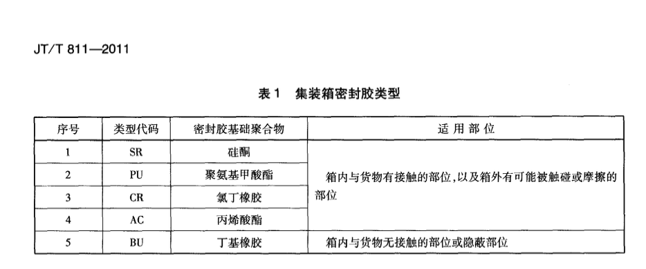 JTT811-2011集裝箱密封膠