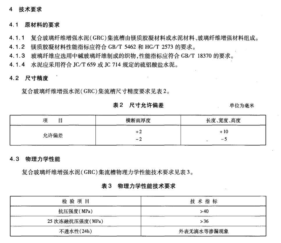 JTT858-2013復(fù)合玻璃纖維增強水泥(GRC)集流槽