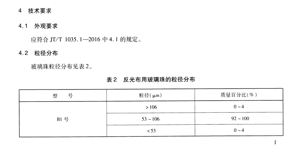 JTT1035.3-2016道路逆反射材料用玻璃珠反光布用玻璃珠