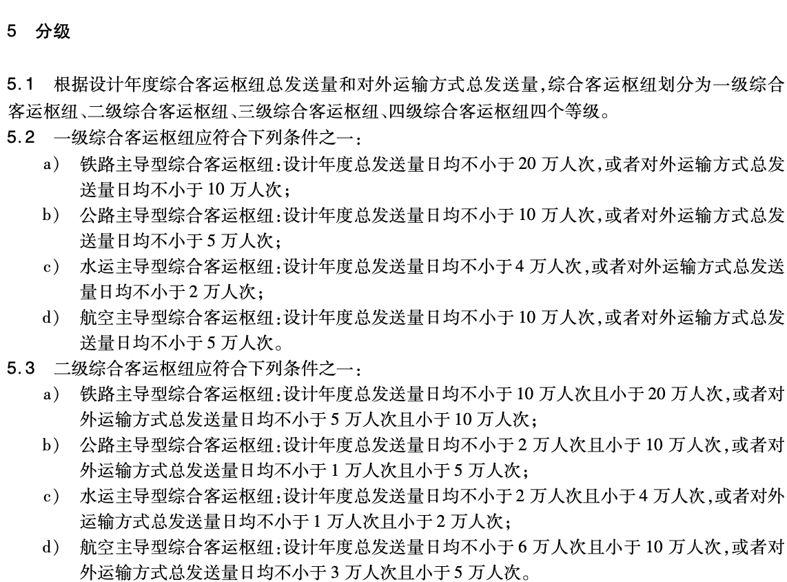 JTT1112-2017綜合客運樞紐分類分級