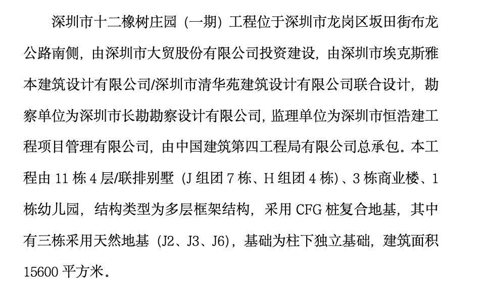 深圳市十二橡樹莊園一期工程商業(yè)組團及幼兒園工程監(jiān)理工作總結(jié)