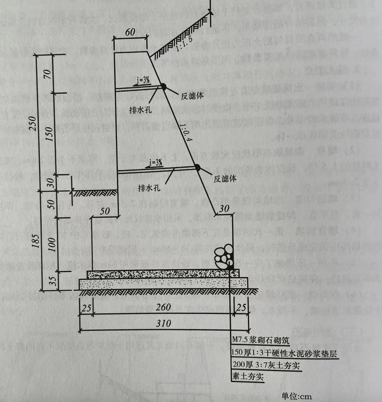 磚砌擋土墻大樣圖