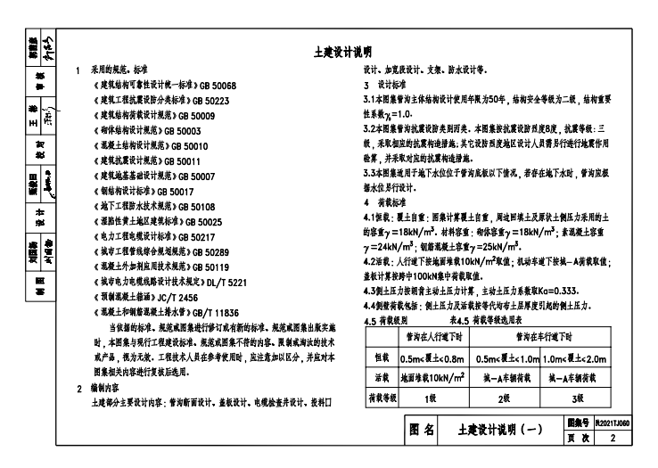 陕2021TJ 060 电力及通信线缆半通行管沟标准设计图集