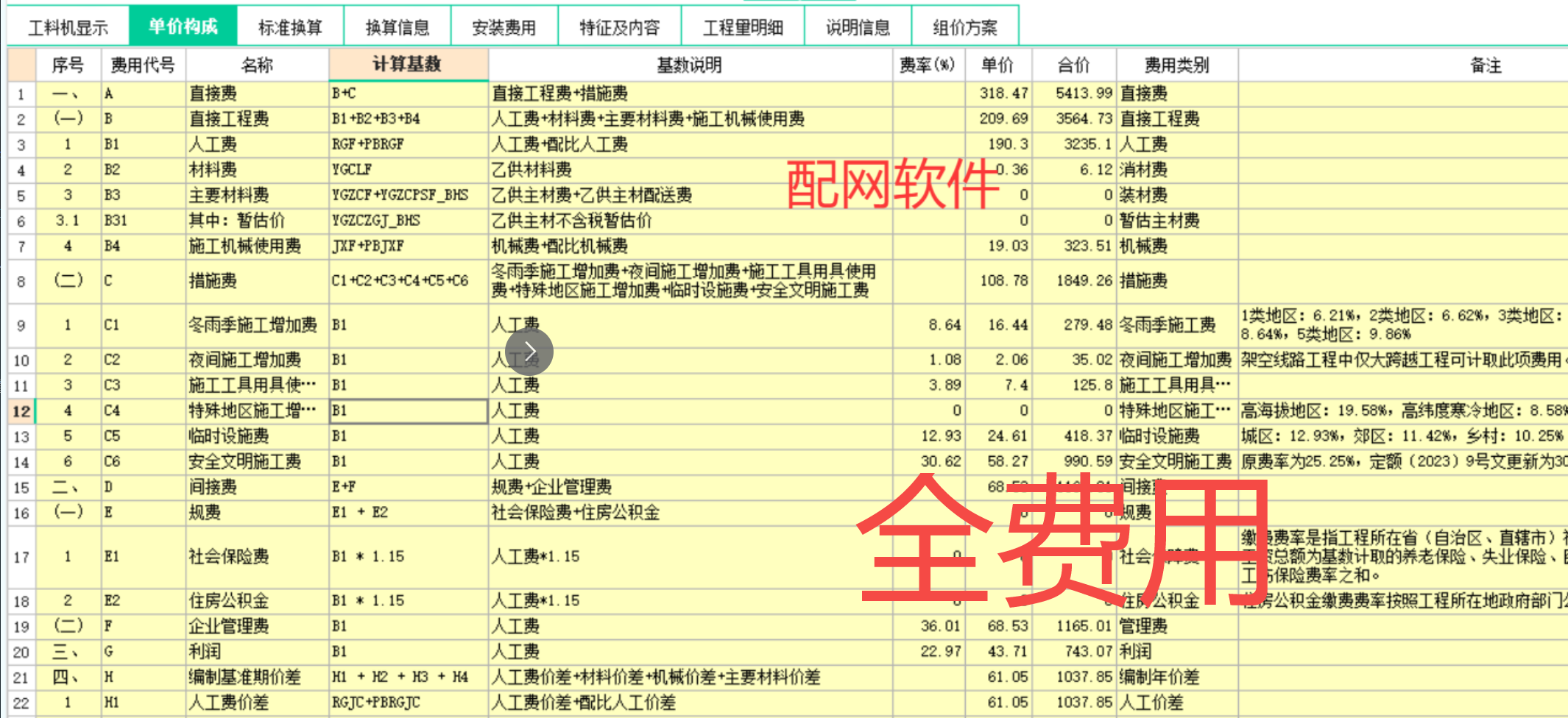 （電力專業(yè)課程）電力計價軟件中 單價構成 的問題,？