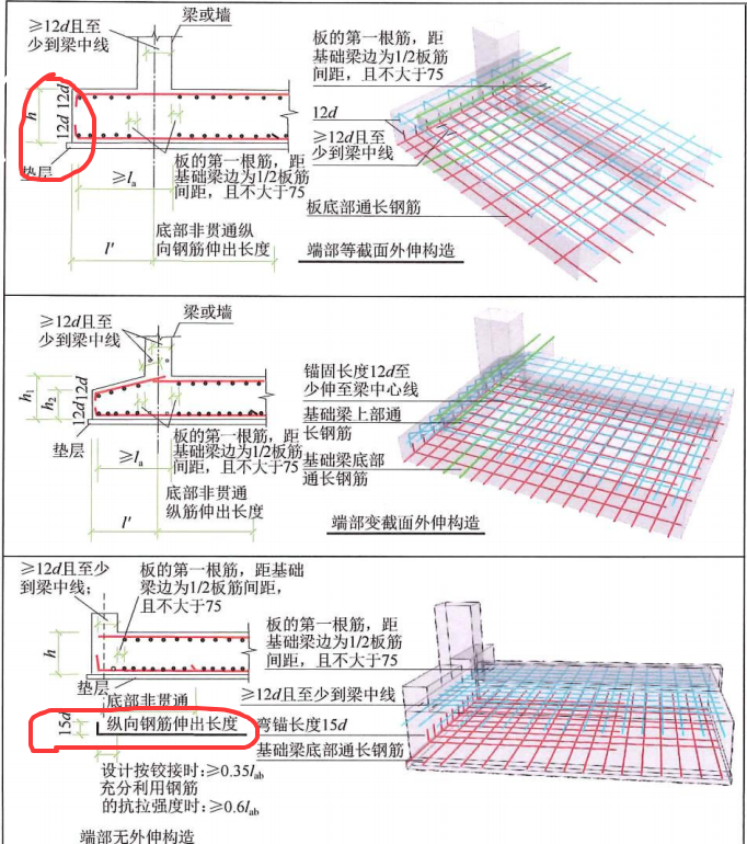 筏板下部附加鋼筋,，中間的沒有彎折是直的對嗎？那么邊緣的要不要彎折,？彎折多少呢,？