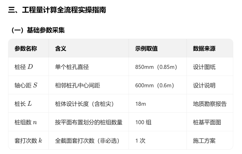 三轴搅拌桩工程量计算解析