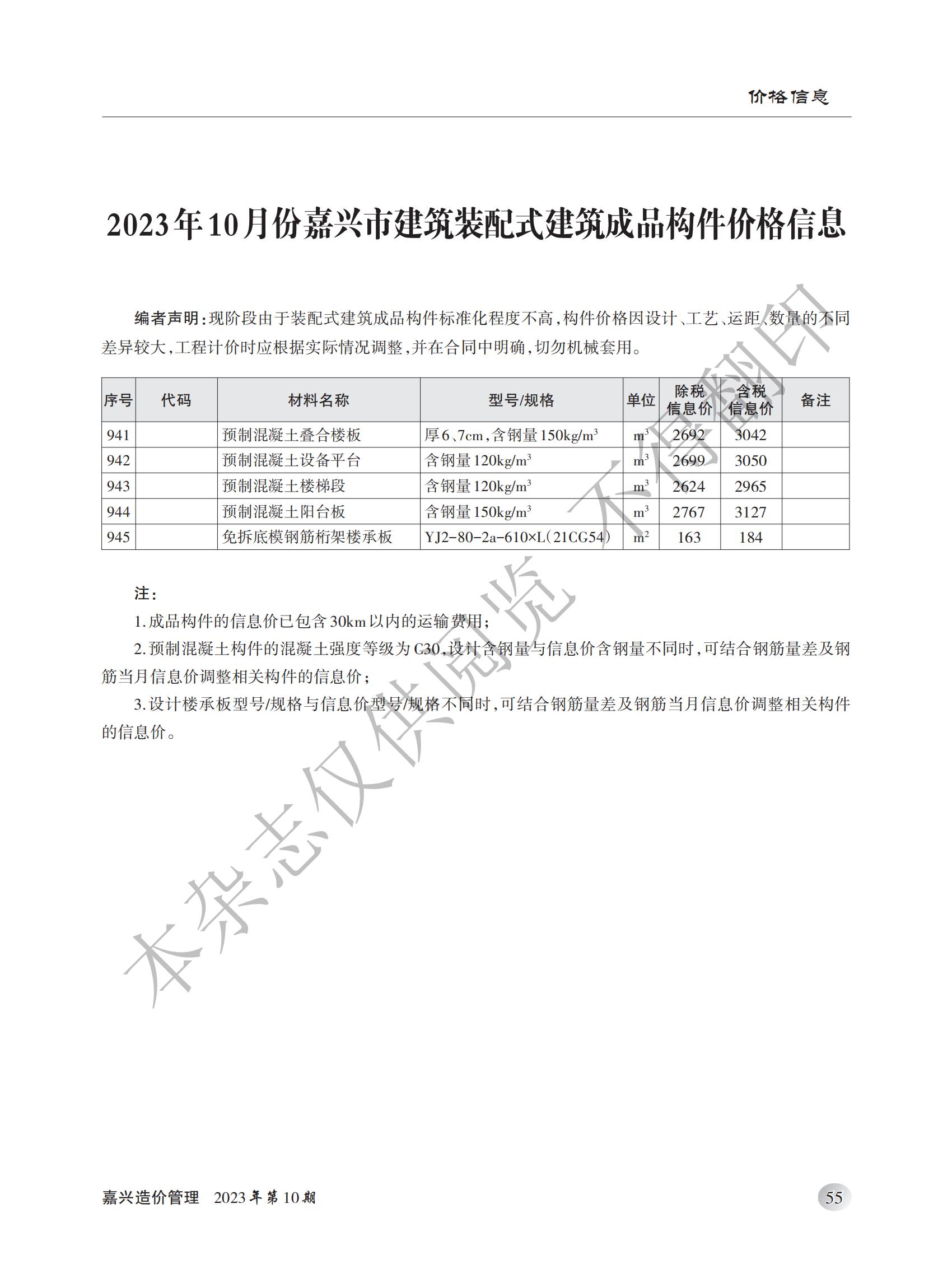 2023年嘉兴造价管理综合信息10月刊